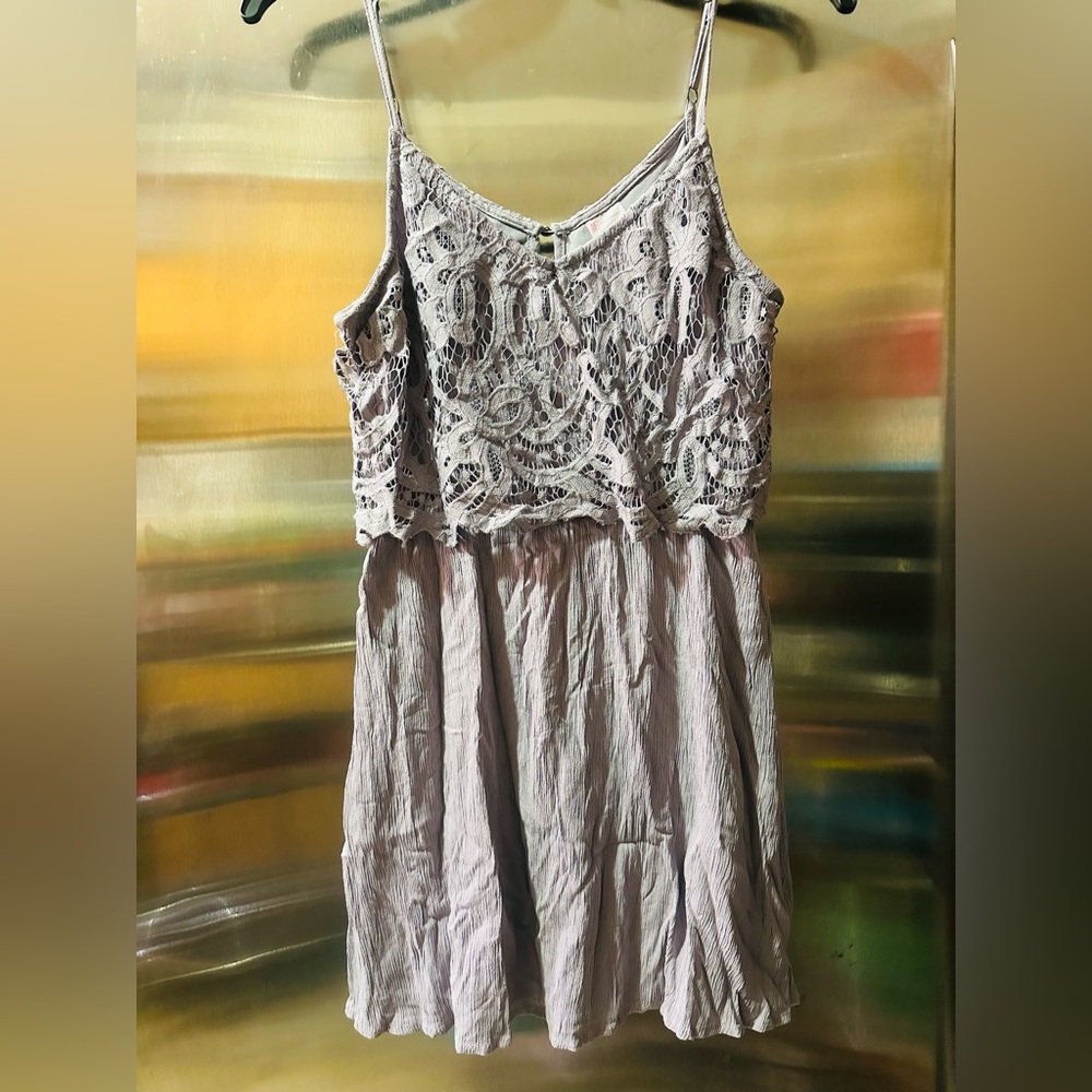 Chic Lace Overlay Spaghetti Strap Dress